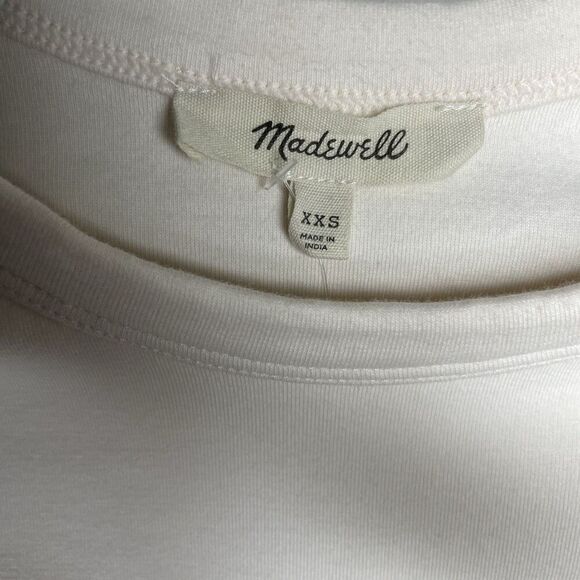MADEWELL Baby Tee Women XXS Antique Cream NEW Raglan Sleeve Shrunken Fit NP844 - Picture 11 of 14